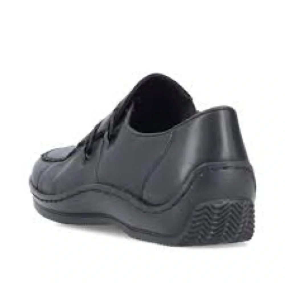 Rieker Black Leather Slip-On Casual Loafers - Picture 3 of 9